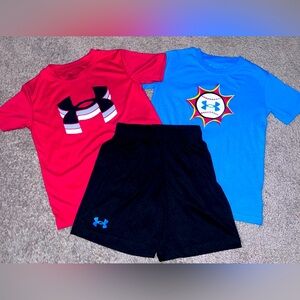 Under Armour Shorts and T-Shirts, Boys, Red/Blue/Black, 6